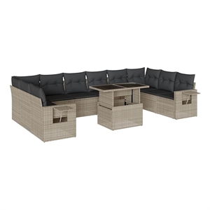 vidaXL 11 Piece Poly Rattan Large Sofa Set in Gray