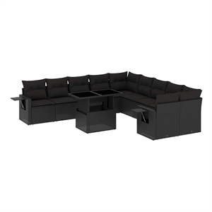 vidaXL 11 Piece Steel Large Sofa Set in Black