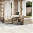 vidaXL 11 Piece Poly Rattan Large Sofa Set in Beige