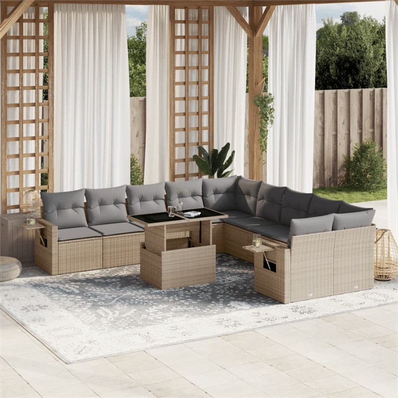 vidaXL 11 Piece Steel Sofa Set in Beige
