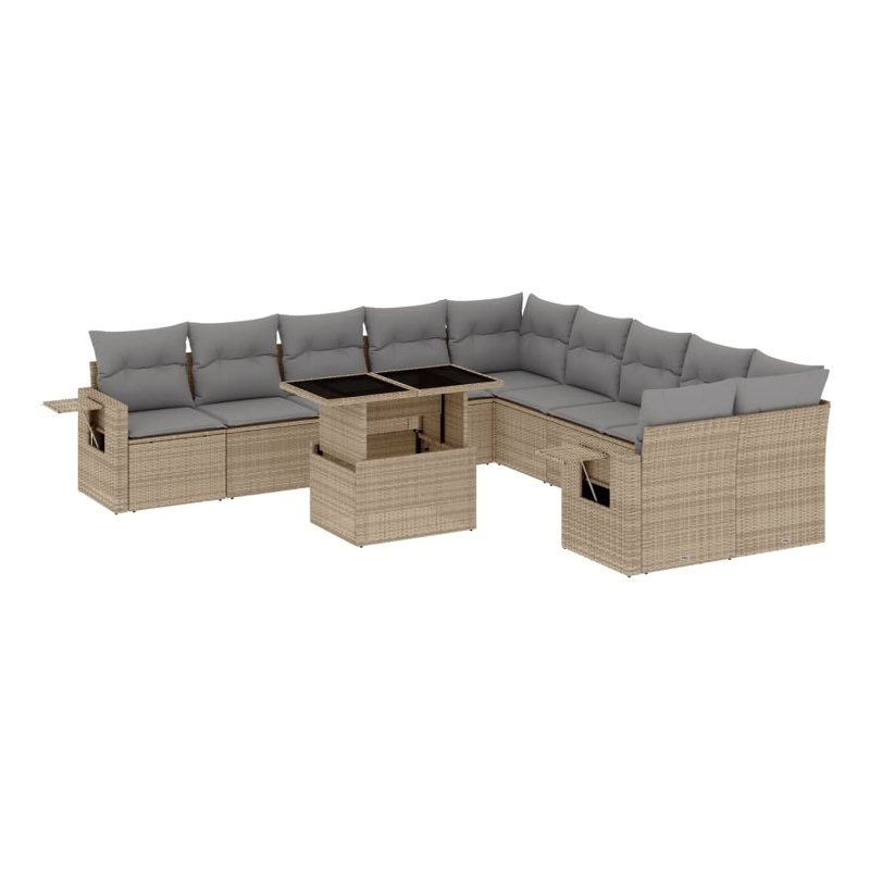 vidaXL 11 Piece Steel Sofa Set in Beige