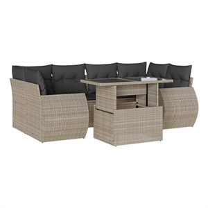 vidaXL 7 Piece Poly Rattan Sofa Set in Gray/Anthracite