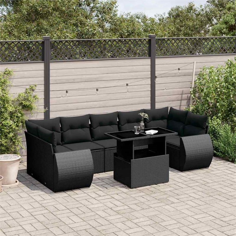 vidaXL 8 Piece Poly Rattan Sofa Set in Black