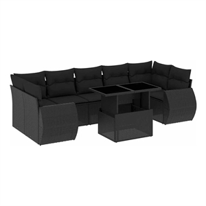 vidaXL 8 Piece Poly Rattan Sofa Set in Black