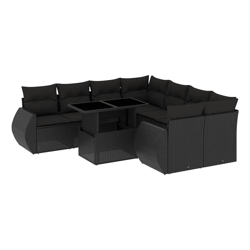vidaXL 9 Piece Steel Sofa Set in Black