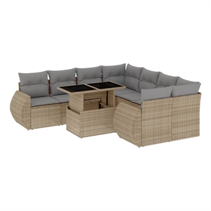vidaXL 9 Piece Sofa Set in Gray/Beige