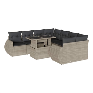 vidaXL 9 Piece Poly Rattan Small Sofa Set in Gray/Anthracite