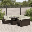 vidaXL 9 Piece Steel Large Sofa Set in White/Brown/Cream