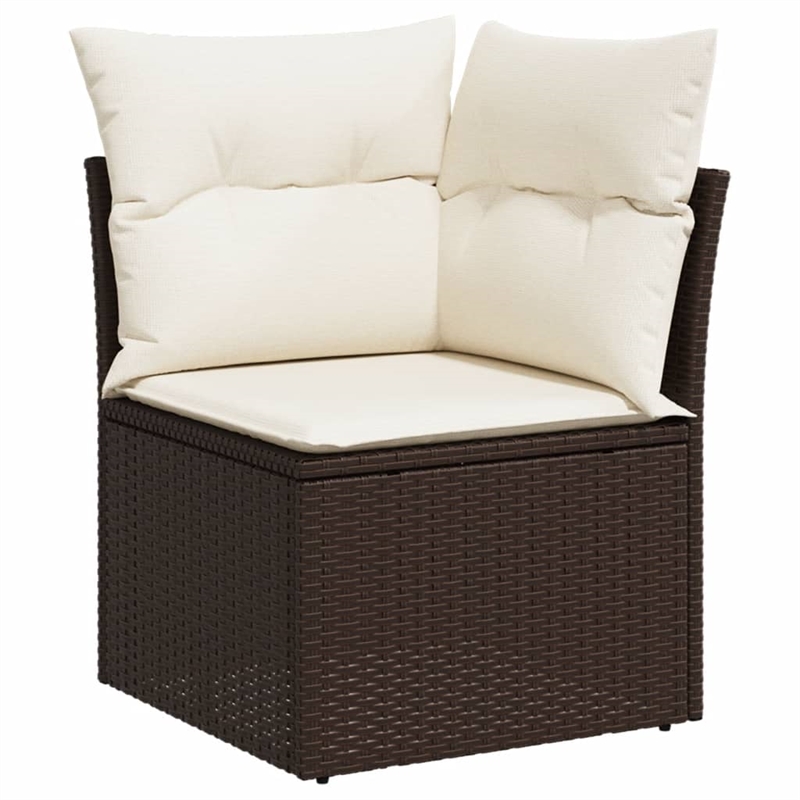 vidaXL 9 Piece Steel Large Sofa Set in White/Brown/Cream