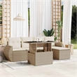 vidaXL 6 Piece Poly Rattan Large Sofa Set in White/Cream/Beige