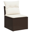 vidaXL 6 Piece Steel Small Sofa Set in White/Brown/Cream