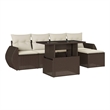 vidaXL 6 Piece Steel Small Sofa Set in White/Brown/Cream