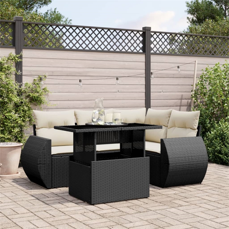 vidaXL 5 Piece Steel Sofa Set in Black