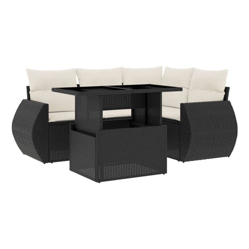 vidaXL 5 Piece Steel Sofa Set in Black