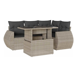 vidaXL 5 Piece Poly Rattan Patio Sofa Set in Gray/Anthracite