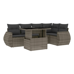 vidaXL 6 Piece Poly Rattan Sofa Set in Gray