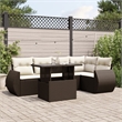vidaXL 6 Piece Poly Rattan Large Sofa Set in Brown