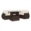 vidaXL 6 Piece Poly Rattan Large Sofa Set in Brown