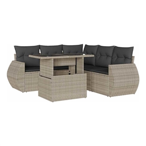 vidaXL 6 Piece Poly Rattan Sofa Set in Gray/Anthracite