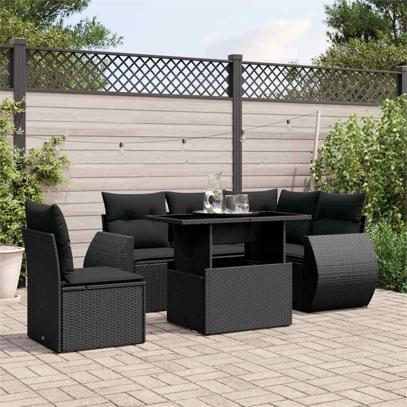 vidaXL 6 Piece Sofa Set in Black