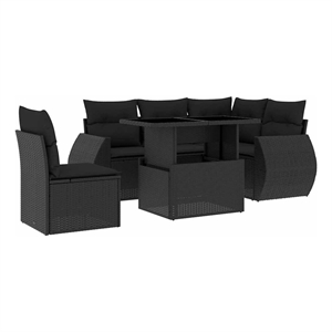 vidaXL 6 Piece Sofa Set in Black