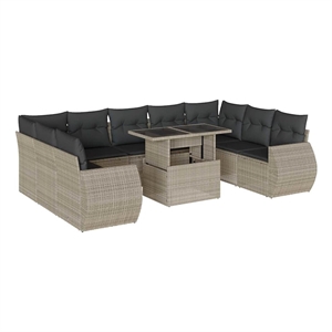 vidaXL 10 Piece Poly Rattan Sofa Set in Gray