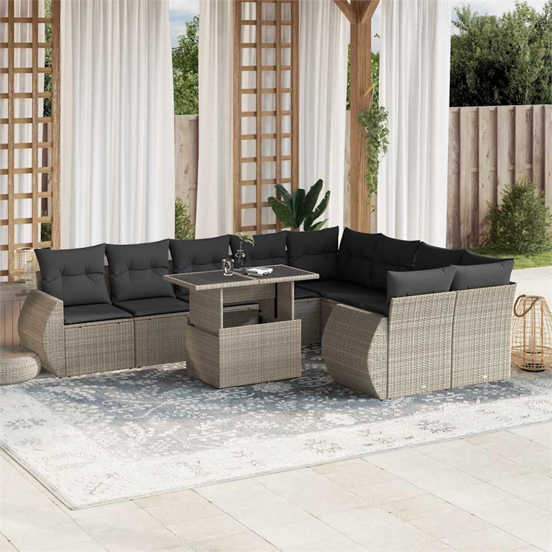 vidaXL 10 Piece Steel Large Sofa Set in Gray/Anthracite