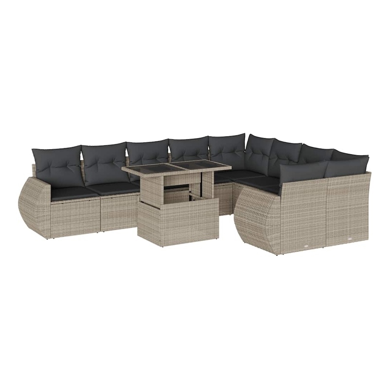 vidaXL 10 Piece Steel Large Sofa Set in Gray/Anthracite