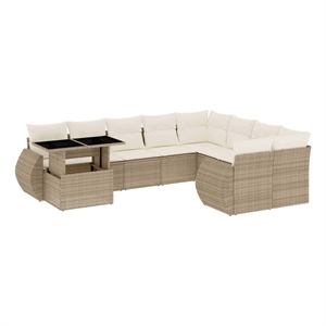 vidaXL 10 Piece Steel Sofa Set in Beige