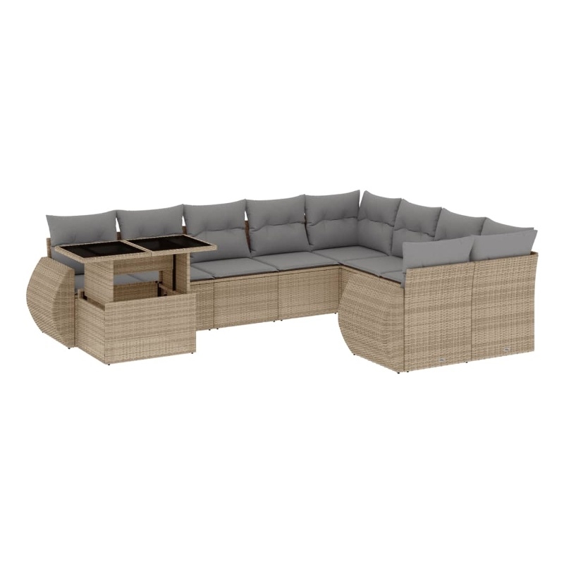 vidaXL 10 Piece Steel Large Sofa Set in Beige
