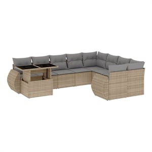 vidaXL 10 Piece Steel Large Sofa Set in Beige