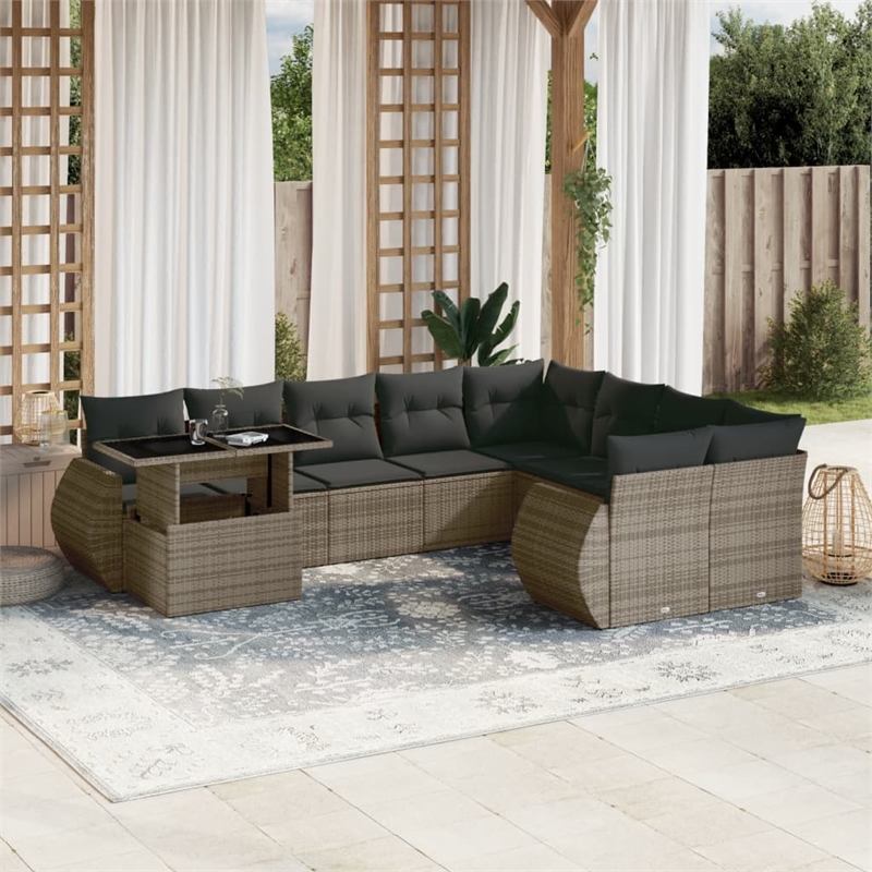 vidaXL 10 Piece Sofa Set in Gray