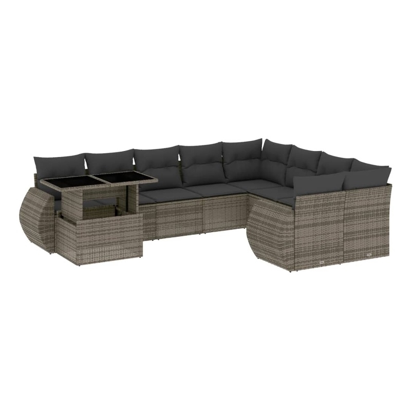 vidaXL 10 Piece Sofa Set in Gray
