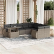 vidaXL 10 Piece Poly Rattan Large Sofa Set in Gray/Anthracite