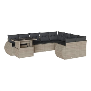 vidaXL 10 Piece Poly Rattan Large Sofa Set in Gray/Anthracite