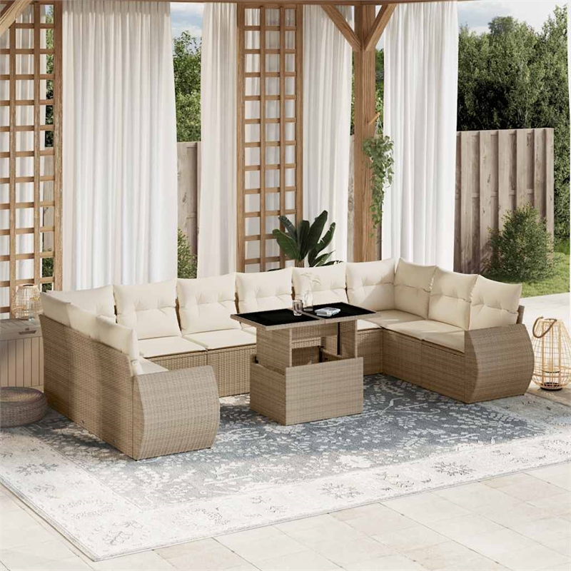 vidaXL 11 Piece Sofa Set in Beige