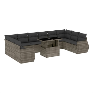 vidaXL 11 Piece Steel Sofa Set in Gray