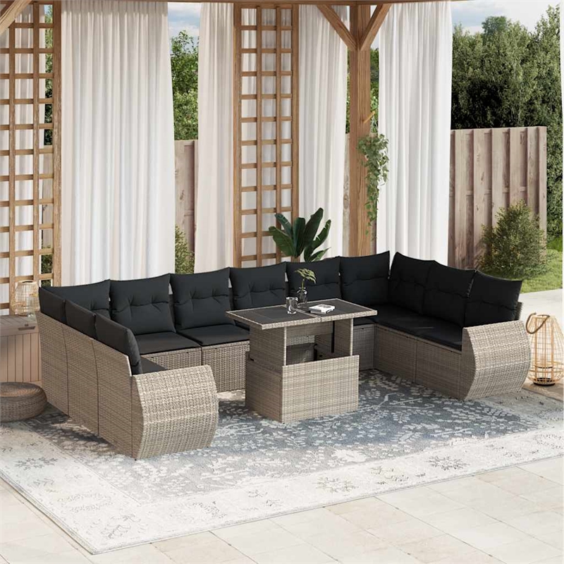 vidaXL Poly Rattan Sofa Set in Gray