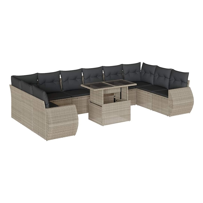 vidaXL Poly Rattan Sofa Set in Gray