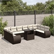 vidaXL 11 Piece Steel Large Sofa Set in White/Brown/Cream