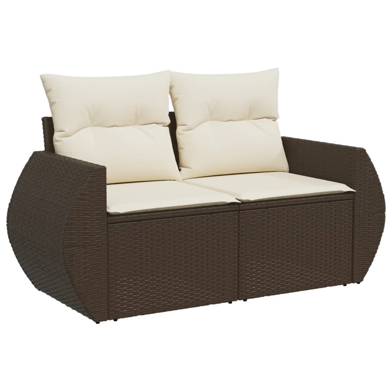 vidaXL 11 Piece Steel Large Sofa Set in White/Brown/Cream