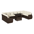 vidaXL 11 Piece Steel Large Sofa Set in White/Brown/Cream