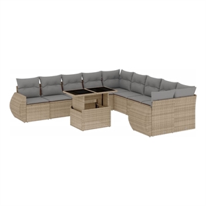 vidaXL Steel Sofa Set in Gray/Beige
