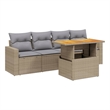 vidaXL 5 Piece Solid Acacia Wood Sofa Set in Beige