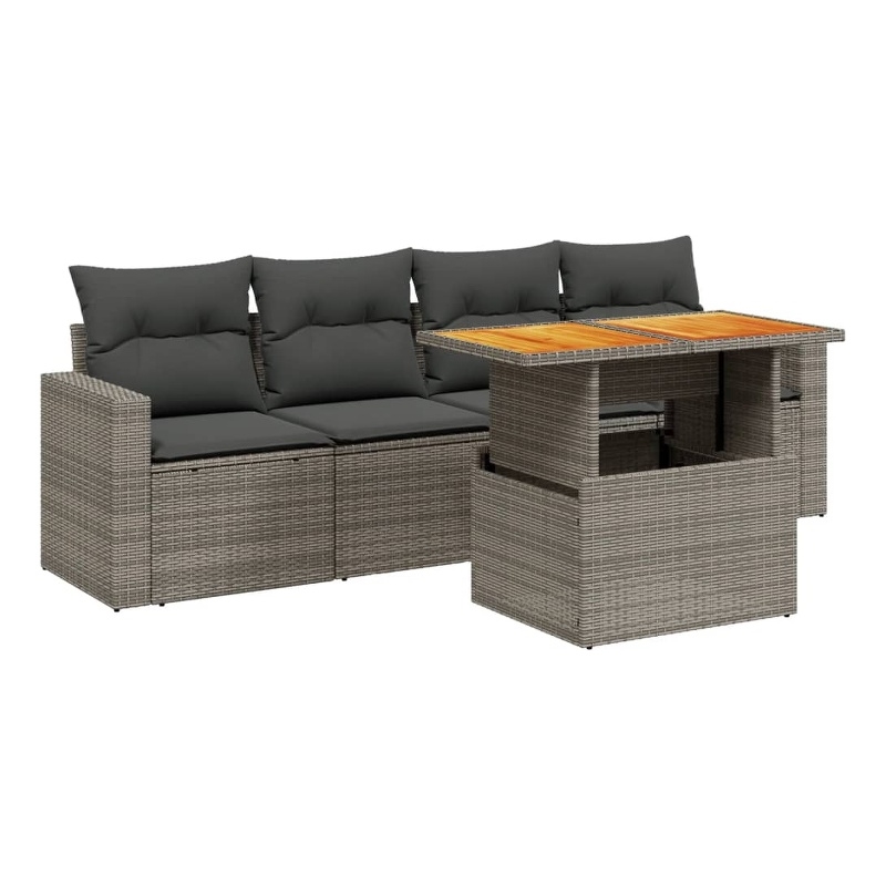 vidaXL 5 Piece Poly Rattan Sofa Set in Gray