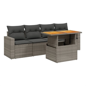 vidaXL 5 Piece Poly Rattan Sofa Set in Gray