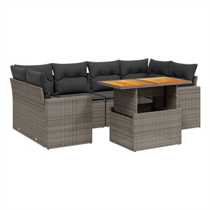 vidaXL 7 Piece Poly Rattan Large Sofa Set in Dark Gray