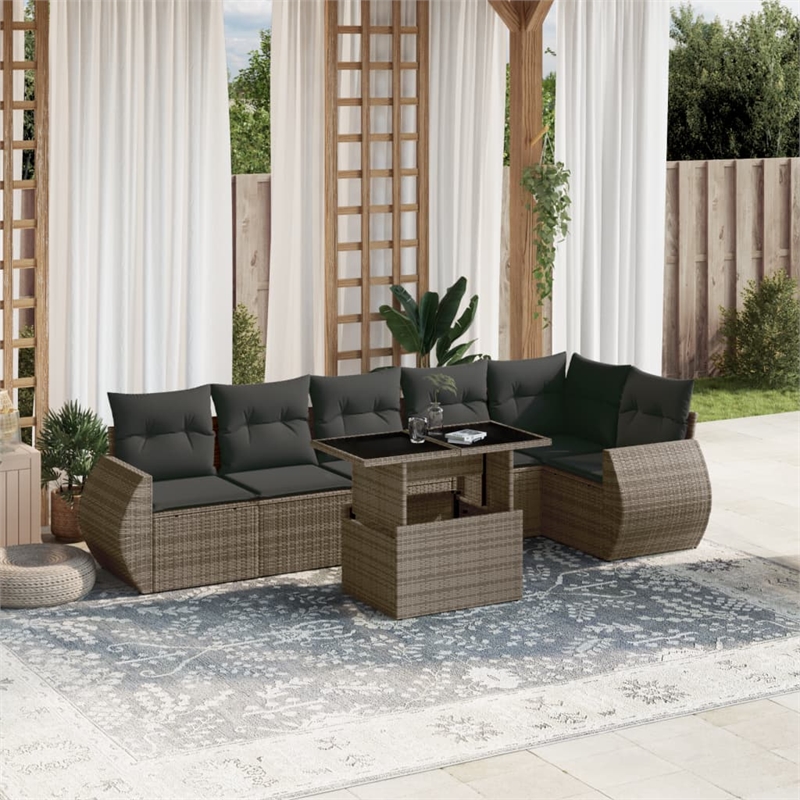 vidaXL 7 Piece Steel Sofa Set in Gray