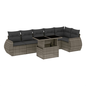 vidaXL 7 Piece Steel Sofa Set in Gray