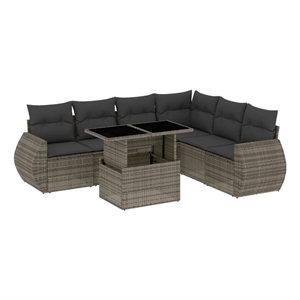vidaXL 7 Piece Poly Rattan Sofa Set in Gray